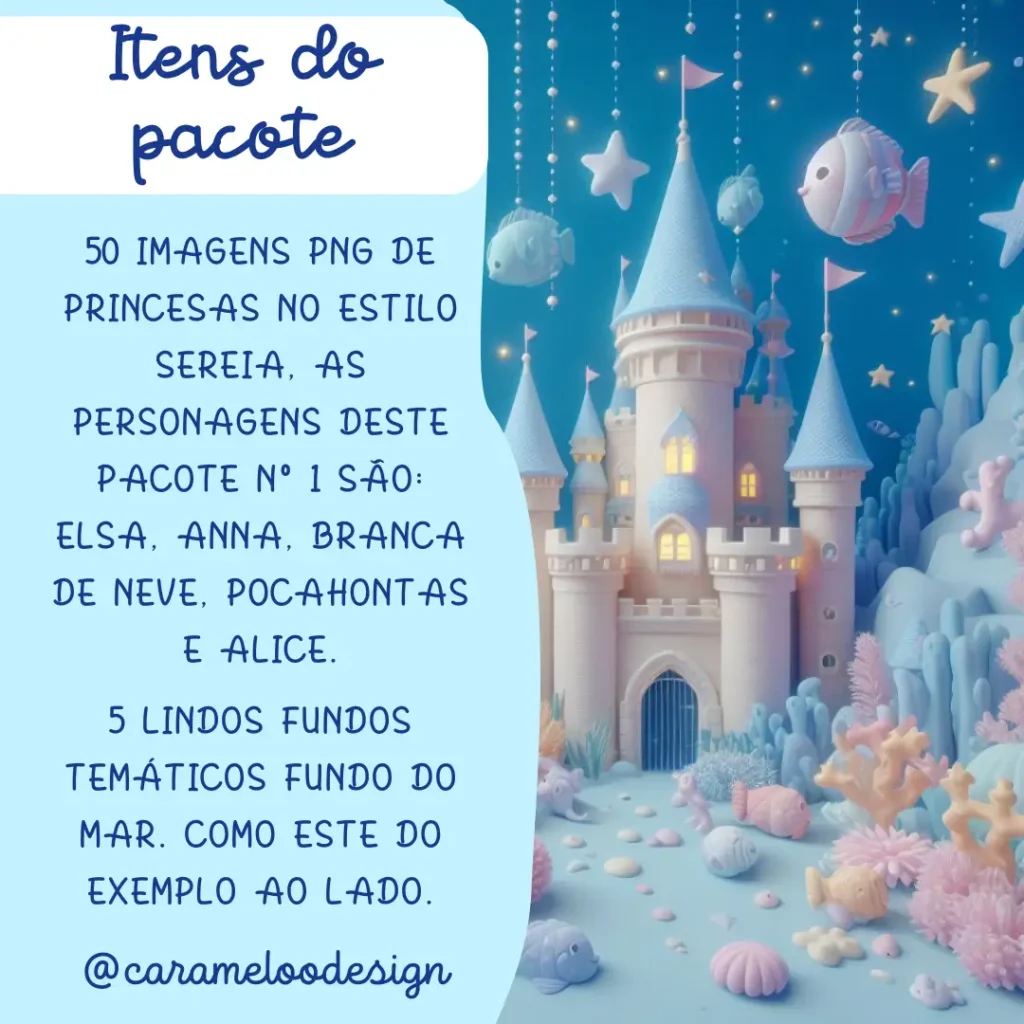 Princesas Sereia - Kit Digital (Caramelo) - Imagem 3