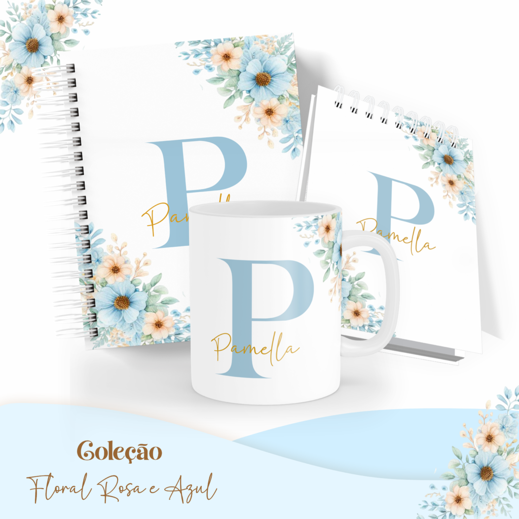 COMBO Floral Alfabeto Rosa e Azul – 5 Modelos (Pamella) - Imagem 4