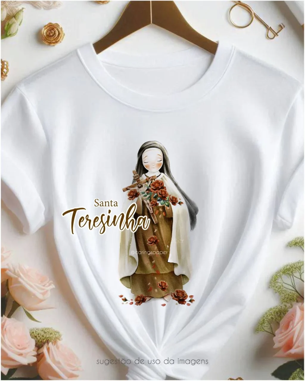 Ilustração Digital Santa Teresinha - Santinhos (Carinas Paper) - Imagem 4
