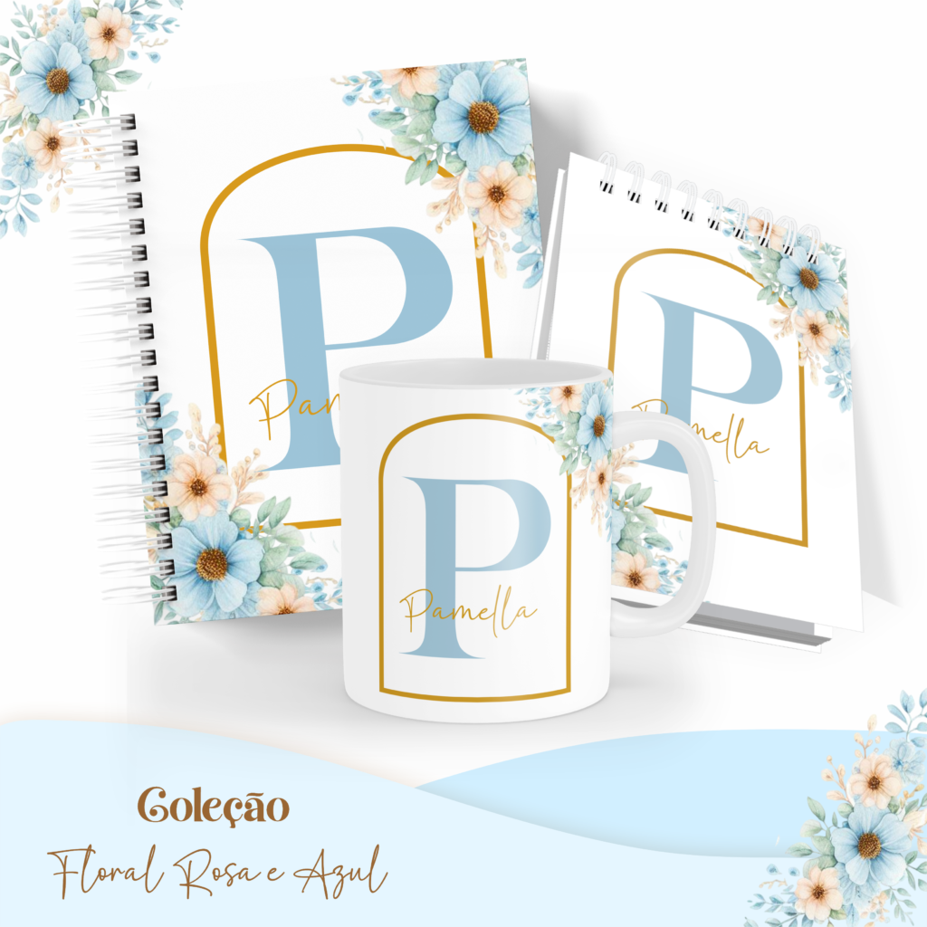 COMBO Floral Alfabeto Rosa e Azul – 5 Modelos (Pamella) - Imagem 6