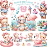 Praia Bebê Urso Menina - Kit Digital