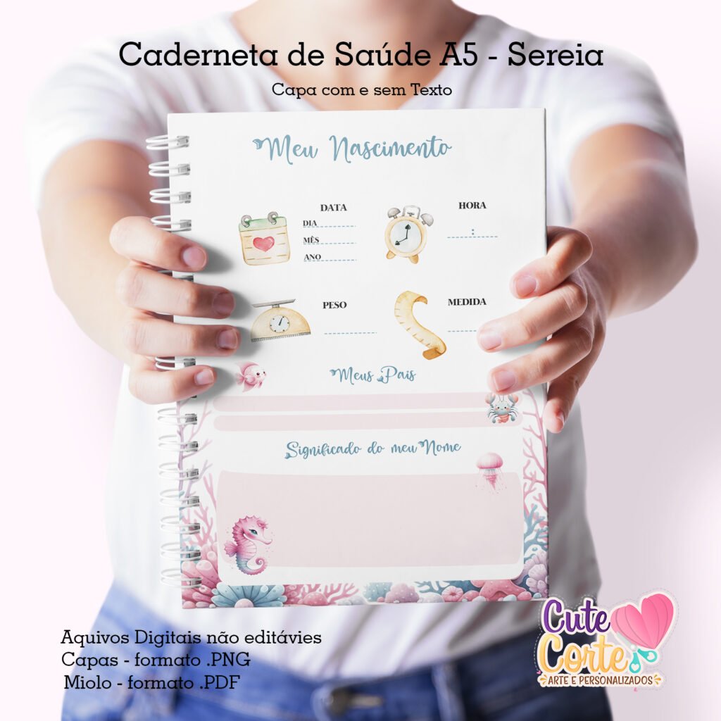 Caderneta de Saúde A5 + Controle de Mamadas – Sereia N.1 (Cute Corte) - Imagem 7