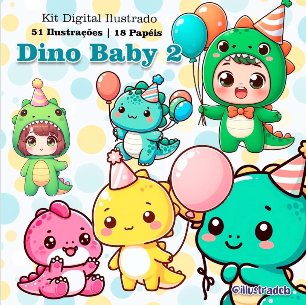 Dino Baby 2 - Kit Digital (Ilustradeb) - Imagem 1