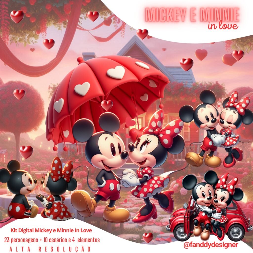 Mickey e Minnie In Love 3D - Kit Digital - Imagem 1