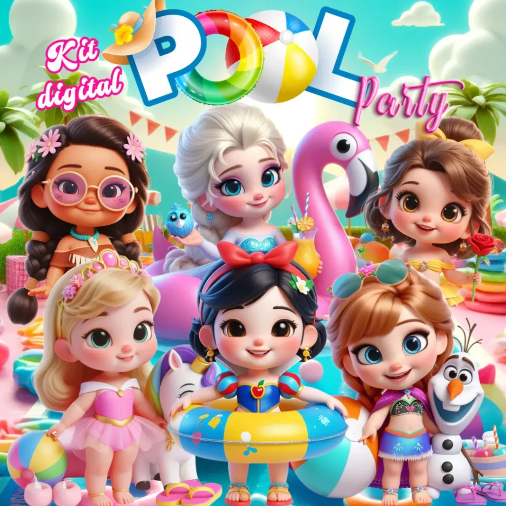 Pool Party Princesas Pool Party Princesas - Kit Digital (Caramelo) - Imagem 1