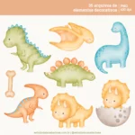 Dinossauros Aquarela - Kit Digital - Imagem 7