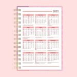 Calendário A5 - 2025 (frente) e 2026 (verso) - 7 tons - Wire-o/Espiral (Telma Contel)