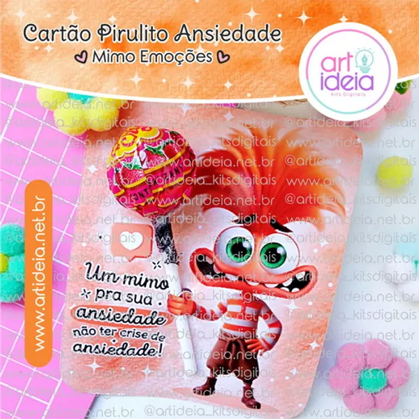 62f0e1_b71ea74afbbe4e0da48bbaf9e3fad239~mv2 Cartão Pirulito - Ansiedade - Divertida Mente 2 (Art Ideia) - Imagem 1