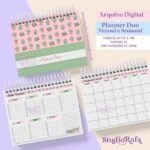 Planner Duo Cactos - Mensal e Semanal Permanente A5 (Rafa Design)