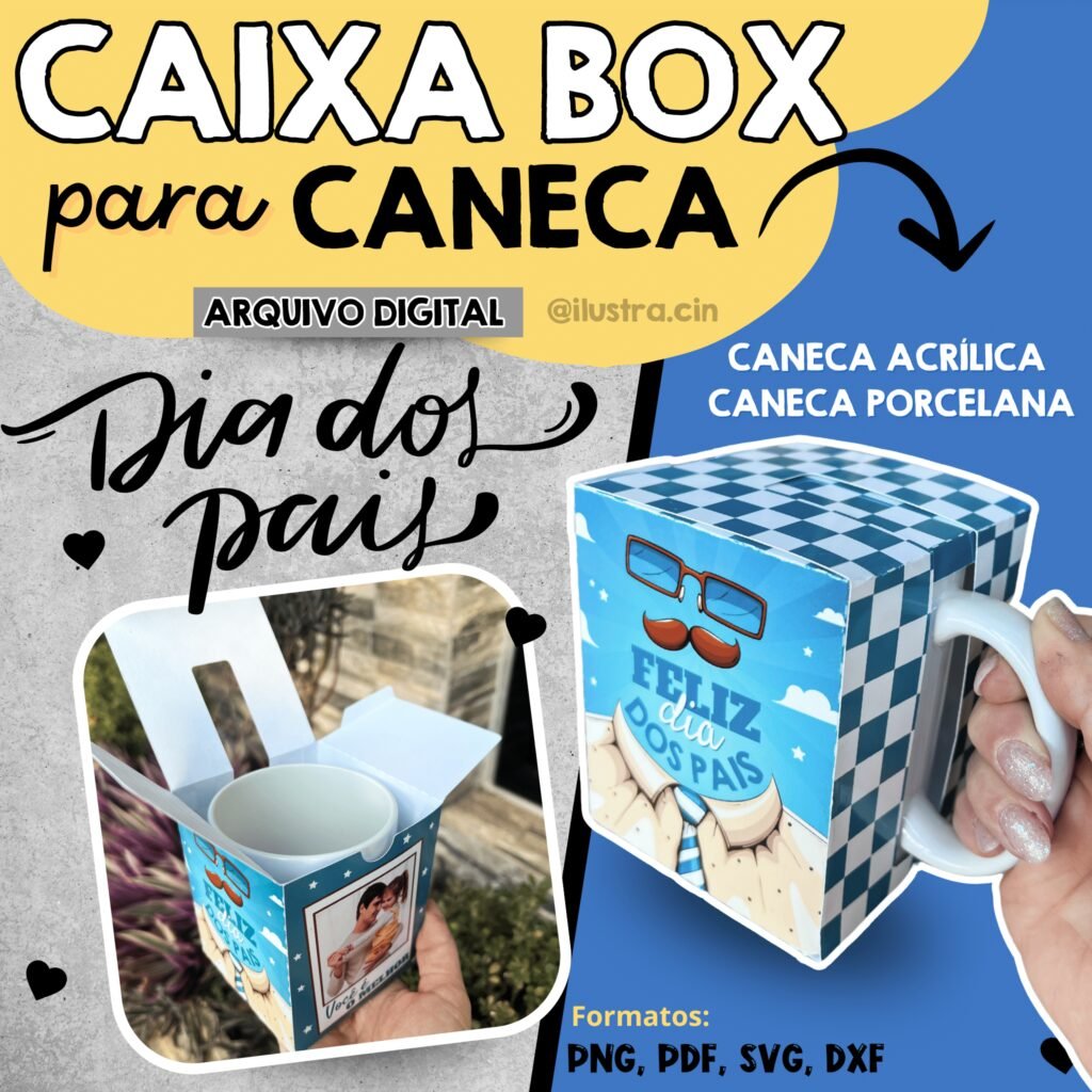 Caixa para Caneca - Dia dos Pais (Ilustracin) - Imagem 1