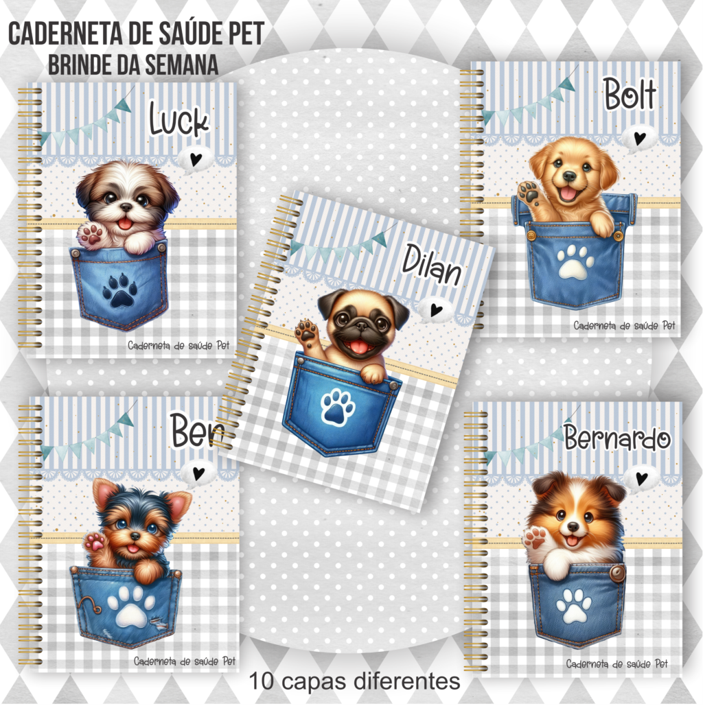 Kit Caderneta Pet Machos (Crys Arts) - Imagem 1