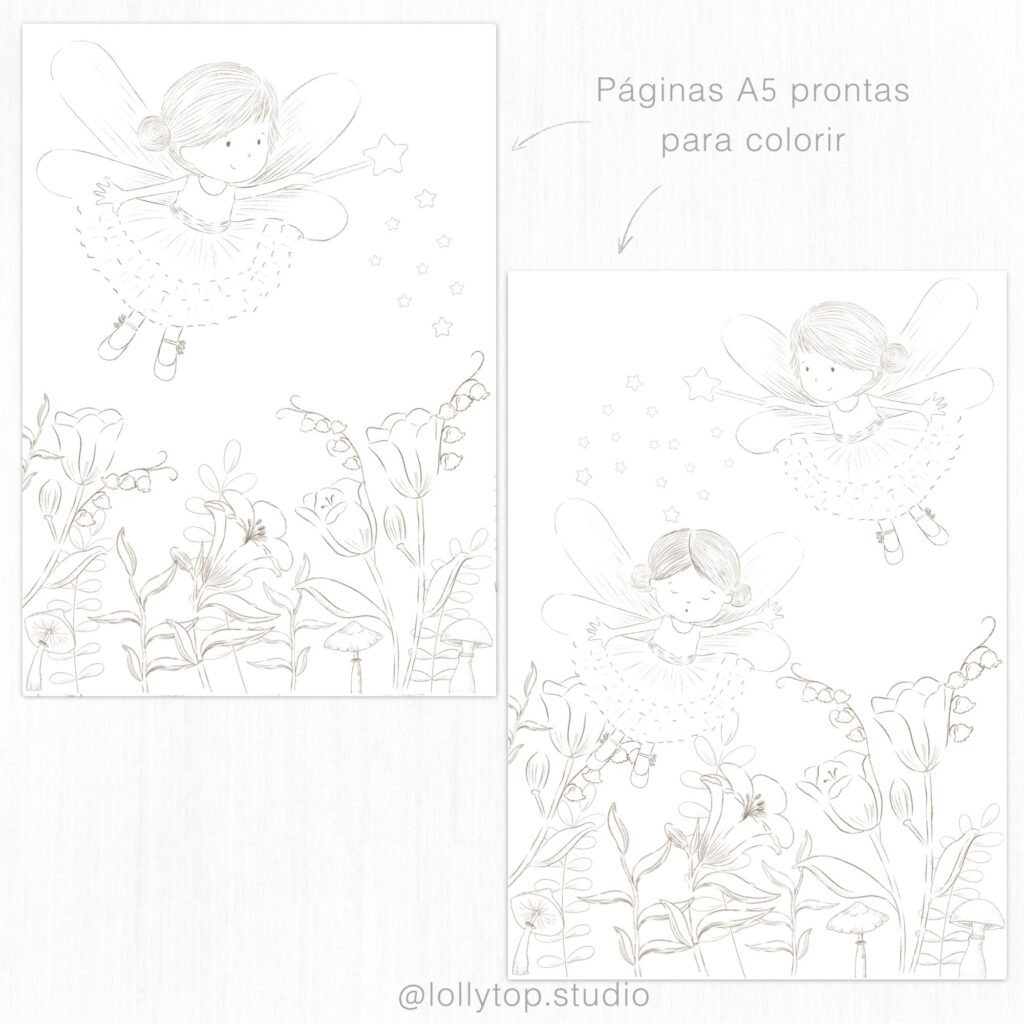 Mundo da Fantasia – Fadas – Arquivos para colorir (Lollipop) - Imagem 6