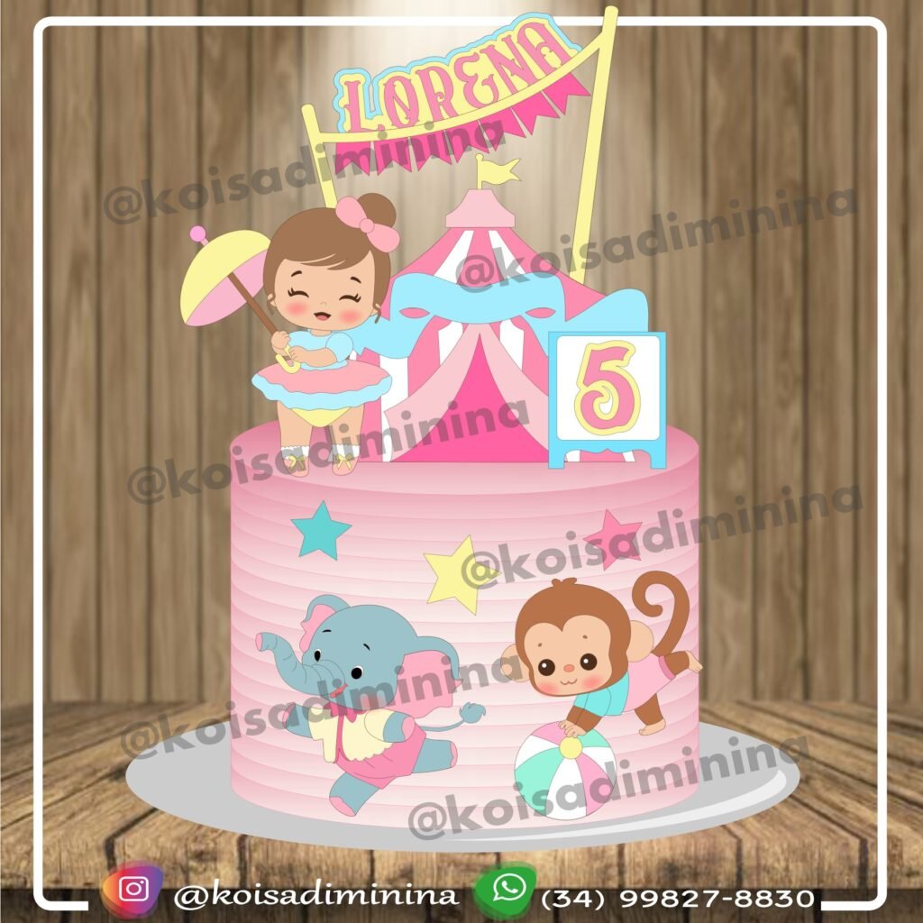 Circo Menina Cute - Topo de Bolo - Imagem 1