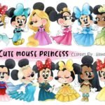 ClipArts - Cute Mouse Princesas - Kit Digital