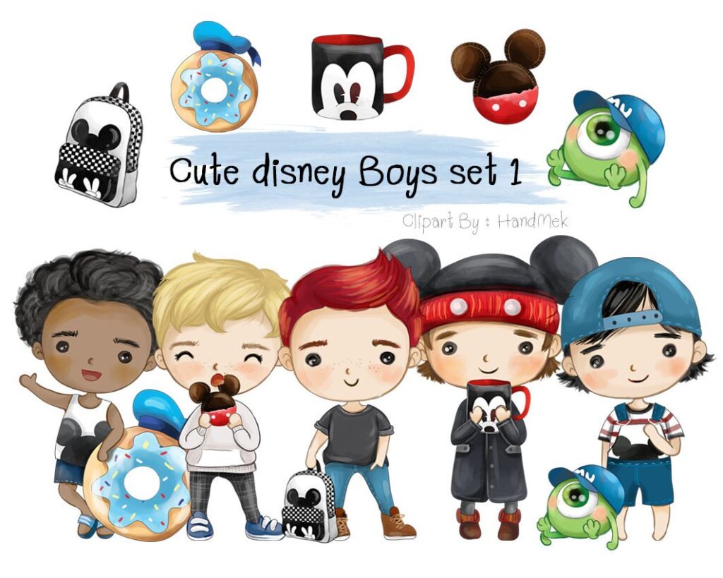 ClipArts - Cute Disney Boy Set 1 - Kit Digital - Imagem 1
