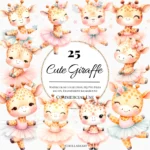 Girafas Cute Bailarina - Kit Digital