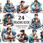 Dia dos Pais - Lendo um livro - Kit Digital