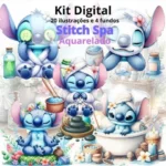 Stitch Spa Aquarela - Kit Digital