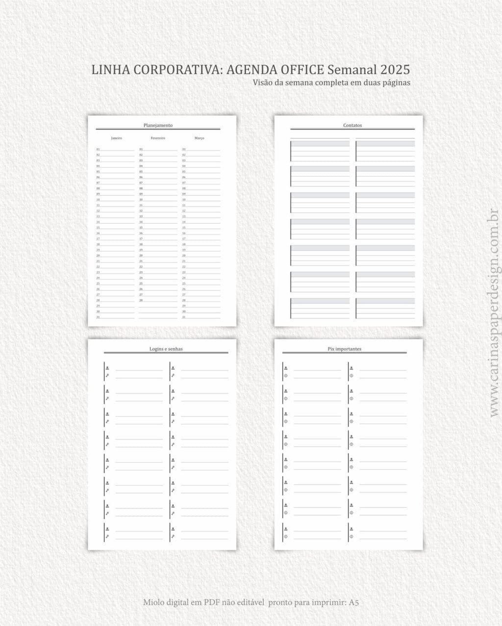 Miolo Agenda Office Semanal 2025 (Carinas Paper) - Imagem 10