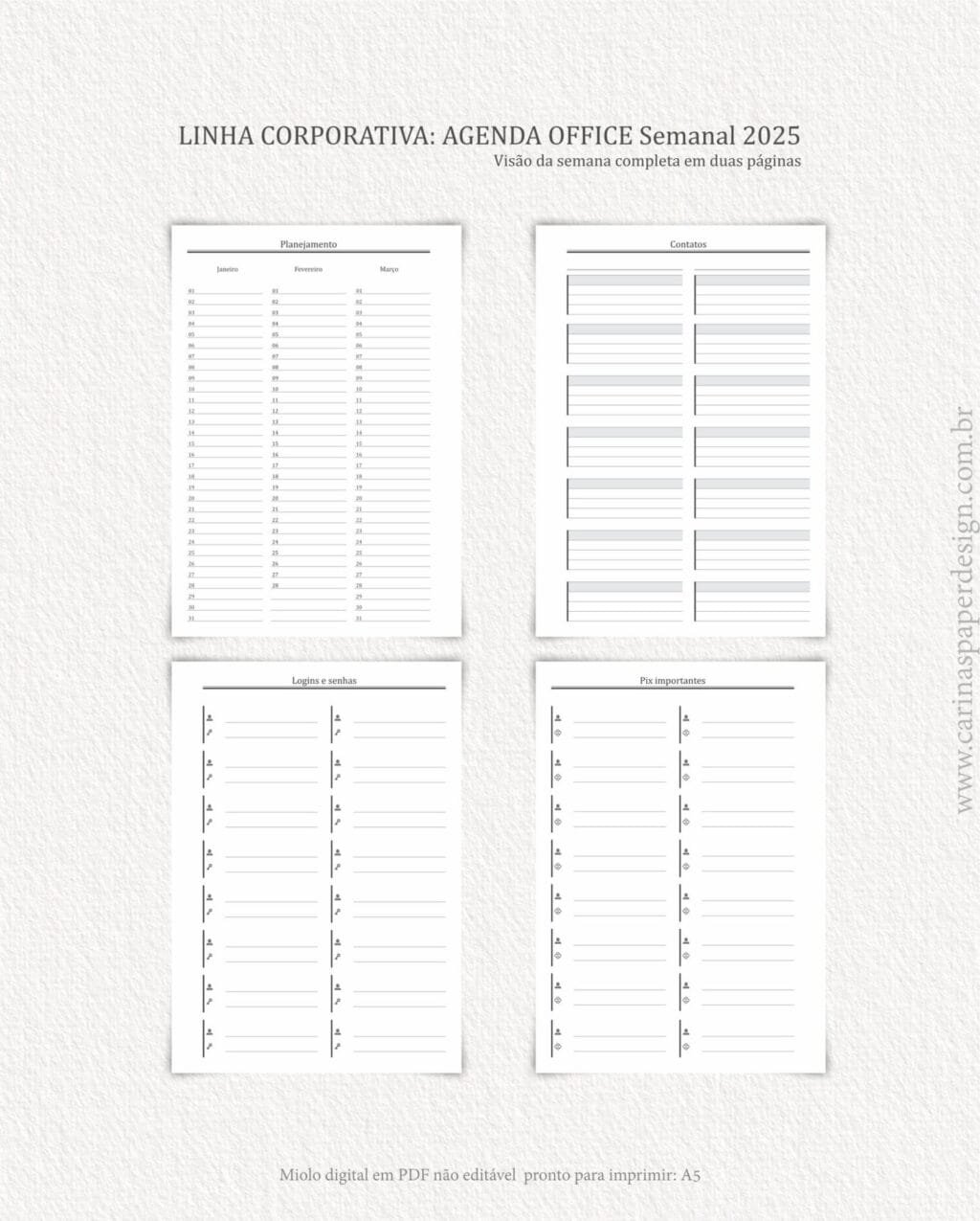 Miolo Agenda Office Semanal 2025 (Carinas Paper) - Imagem 7
