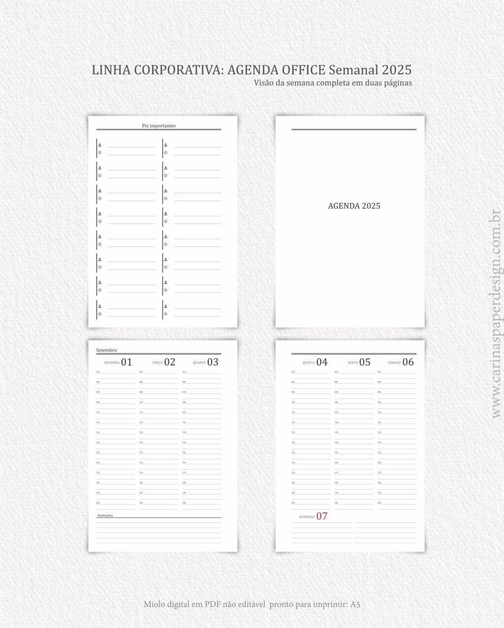 Miolo Agenda Office Semanal 2025 (Carinas Paper) - Imagem 11