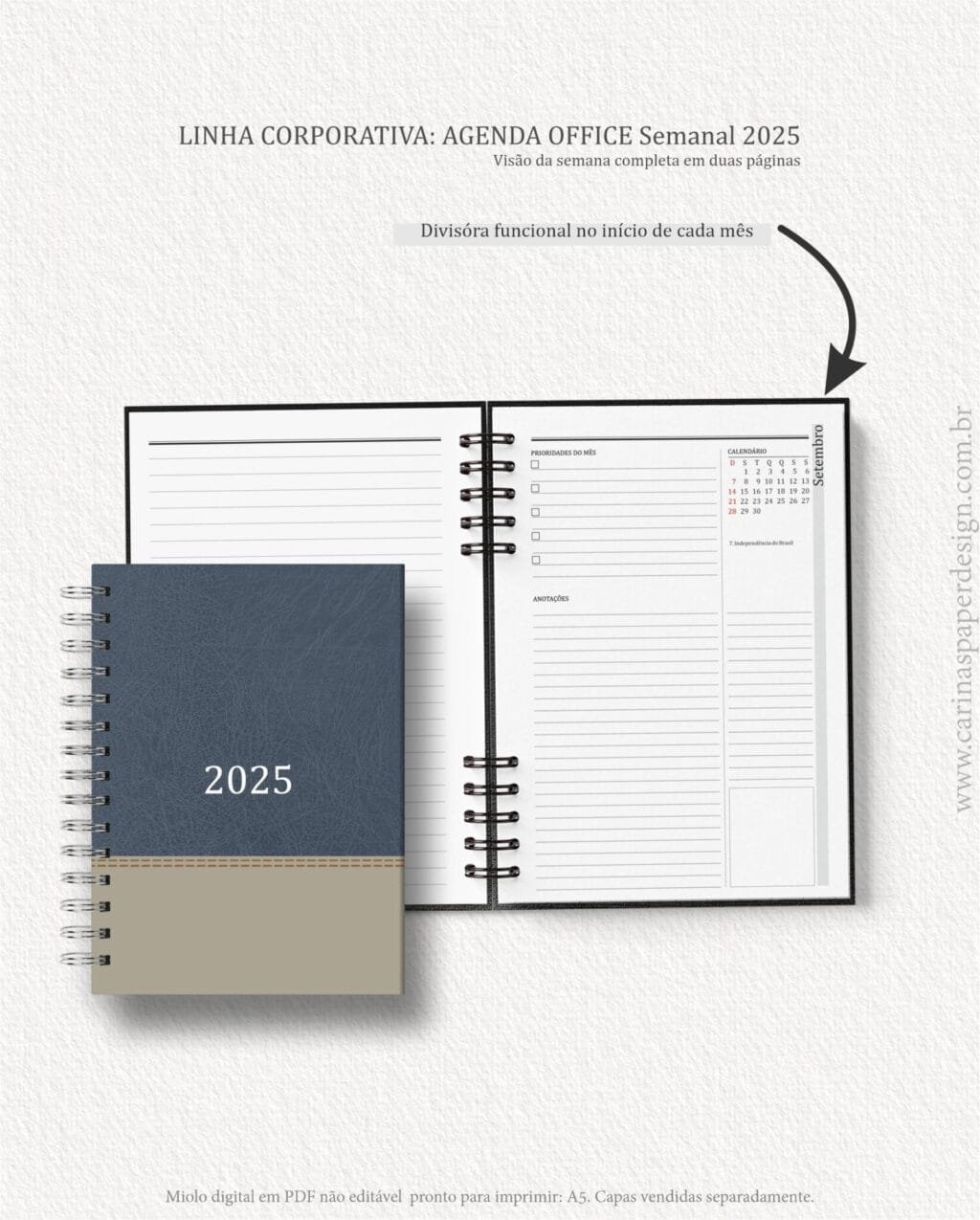 Miolo Agenda Office Semanal 2025 (Carinas Paper) - Imagem 4