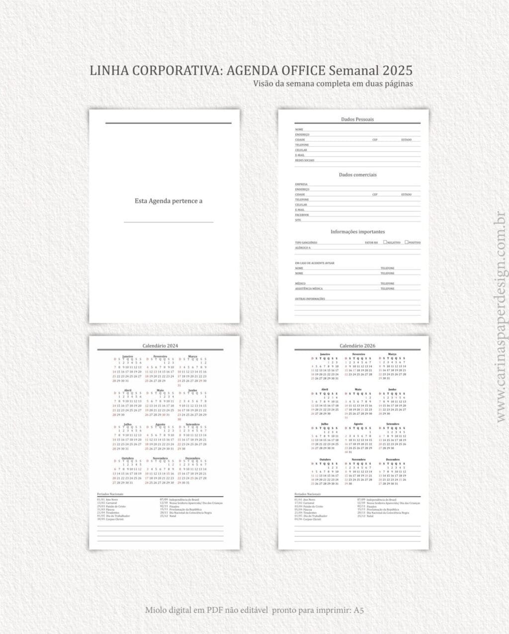 Miolo Agenda Office Semanal 2025 (Carinas Paper) - Imagem 6
