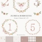 Mesversário Borboletas e Flores | Artes Prontas (Ni Studio)