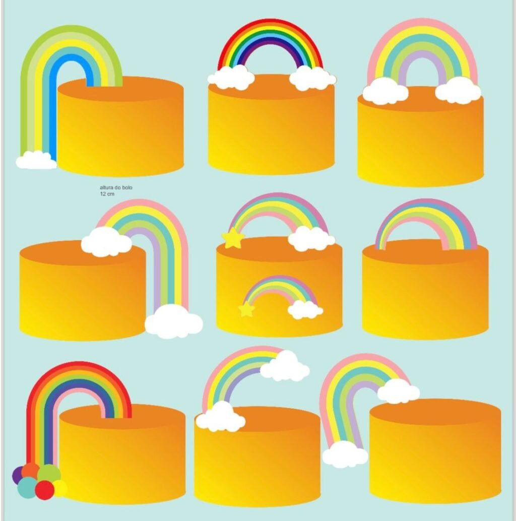 Combo Topo Arco Íris - Topo de Bolo - Imagem 1