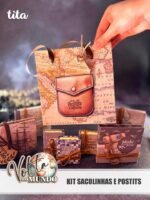 Volta ao Mundo - Kit Sacolinhas e Postits P e G (Tita)