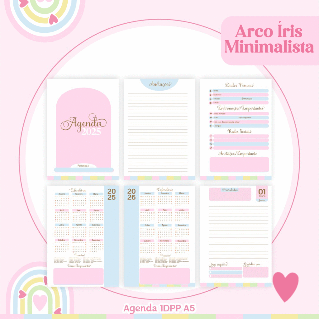COMBO Arco Íris Minimalista - Capas e Miolos 2025 (Pamella) - Imagem 6