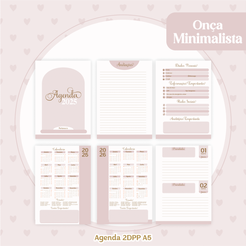 COMBO Onça Minimalista - Capas e Miolos 2025 (Pamella) - Imagem 7