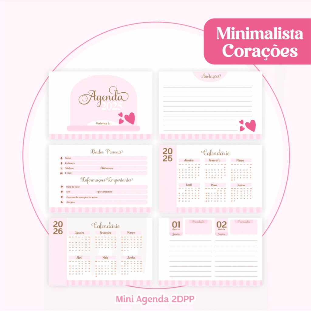 COMBO Minimalista Corações - Capas e Miolos 2025 (Pamella) - Imagem 7