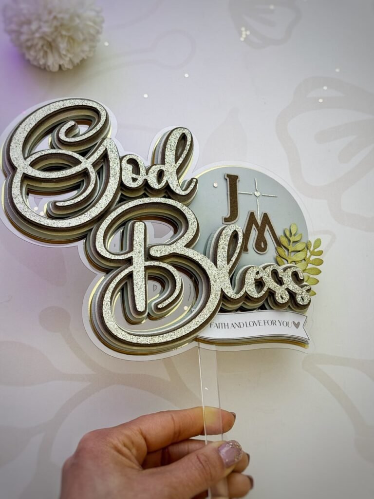 CAKETOPPER GOD BLESS Deus Abençoe Casamento - Topo de Bolo - Imagem 1