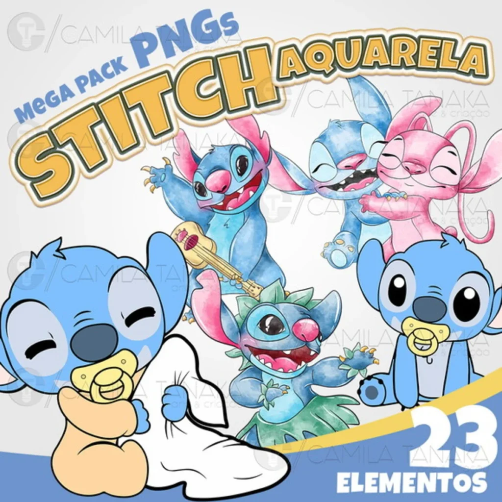 Stitch Aquarela – Kit Digital - Imagem 1