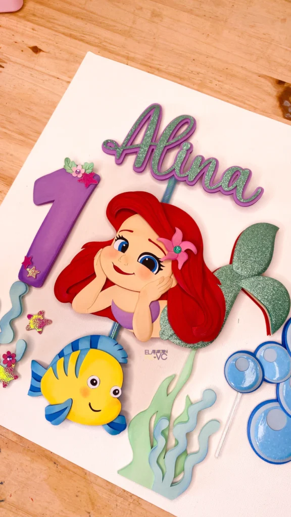Ariel Pequena Sereia - Topo de Bolo - Imagem 1