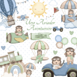 Urso Aviador Aventureiro - Kit Digital