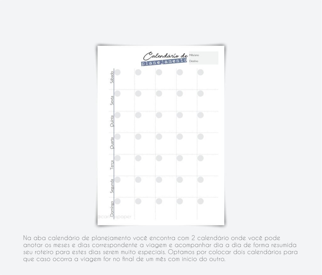COMBO Planner de Viagem Permanente com calendários 25 e 26 (Carinas Paper) - Imagem 7