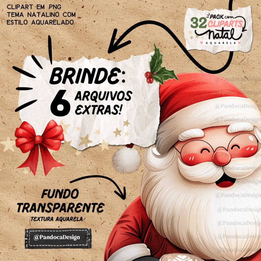 Pack 1 Cliparts de Natal em Aquarela - Kit Digital - Imagem 5