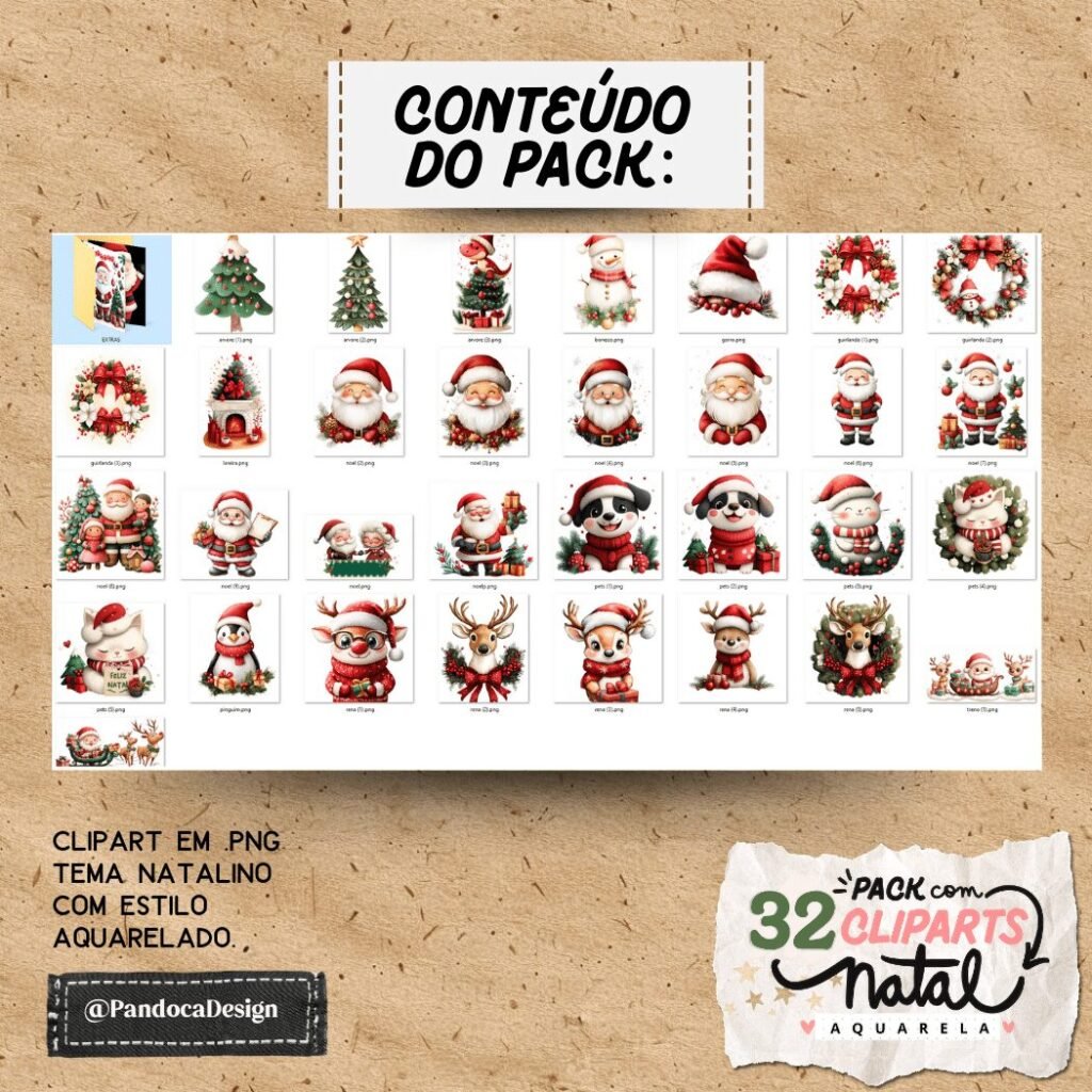 Pack 1 Cliparts de Natal em Aquarela - Kit Digital - Imagem 3