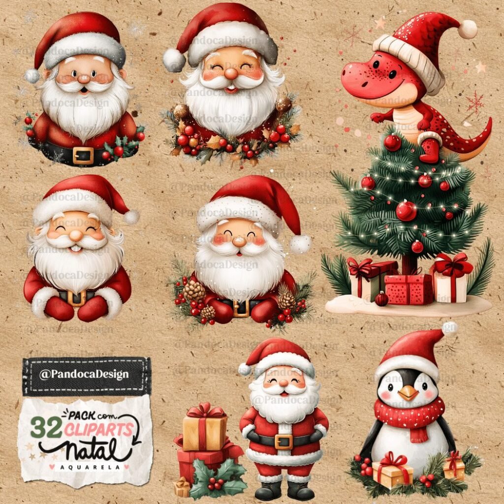 Pack 1 Cliparts de Natal em Aquarela - Kit Digital - Imagem 2