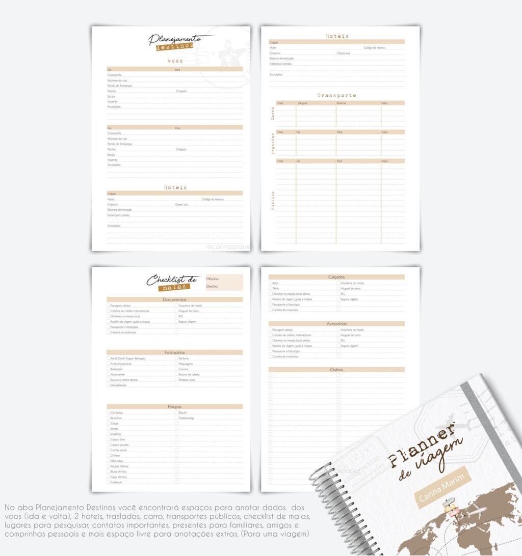 COMBO Planner de Viagem Permanente com calendários 25 e 26 (Carinas Paper) - Imagem 4
