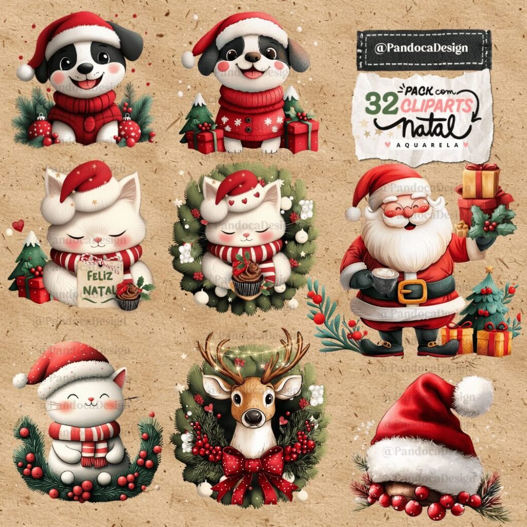 Pack 1 Cliparts de Natal em Aquarela - Kit Digital - Imagem 4
