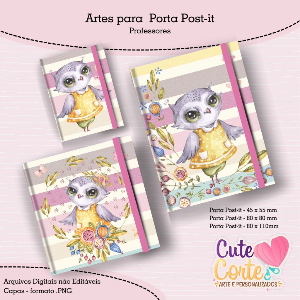 Arte Porta Post it- Professora (Cute Corte) - Imagem 1