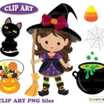 Bruxa de Halloween Fofa M1 - Clip Arts