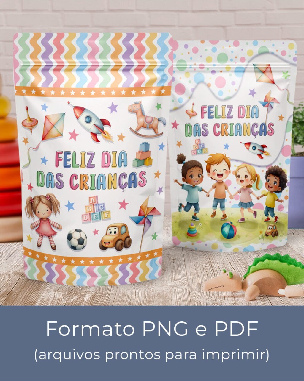 Printable - Rótulo Ziplock - Stand Up Pouch - Dia das Crianças (Ballon) - Imagem 1