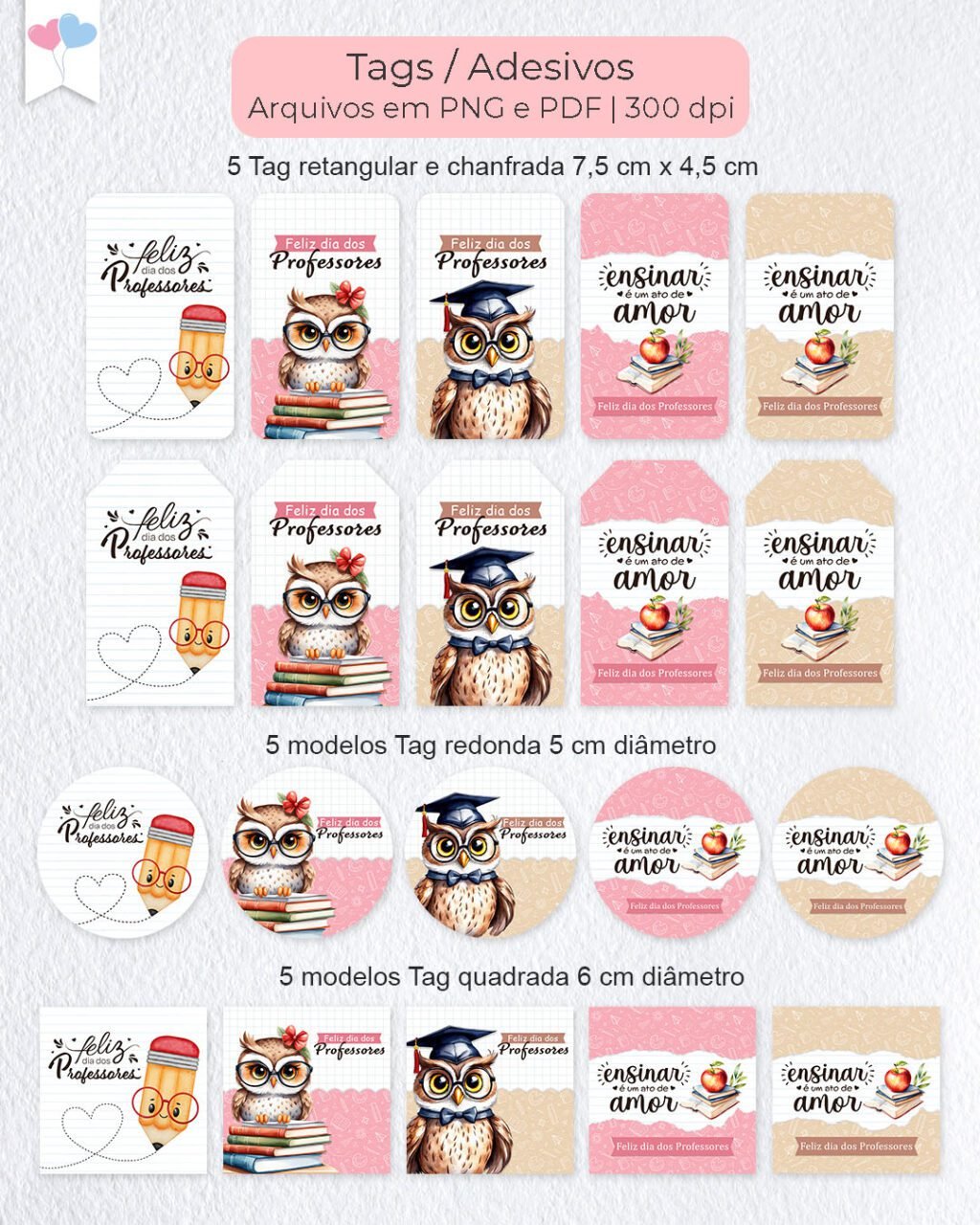 Tags e Adesivos Professores (Balloon) - Imagem 3