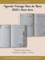 COSTURA - Agenda Vintage Tons de Rosa 2025 e sem data (Perfeito Miolo) - Imagem 11
