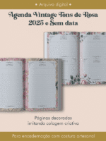 COSTURA - Agenda Vintage Tons de Rosa 2025 e sem data (Perfeito Miolo) - Imagem 9