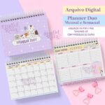 Planner Duo Gatinhos - Mensal e Semanal Permanente A5 (Rafa Design)